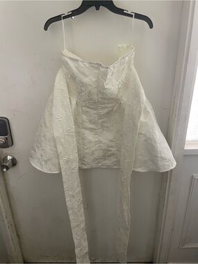 SHEIN Ivory Textured A-Line Skirt with Long Sashes